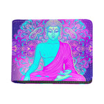 Purple And Teal Buddha Print Bifold Wallet