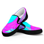 Purple And Teal Buddha Print Black Slip On Sneakers