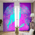 Purple And Teal Buddha Print Dimout Pencil Pleat Curtains
