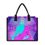Purple And Teal Buddha Print Canvas Tote Bag