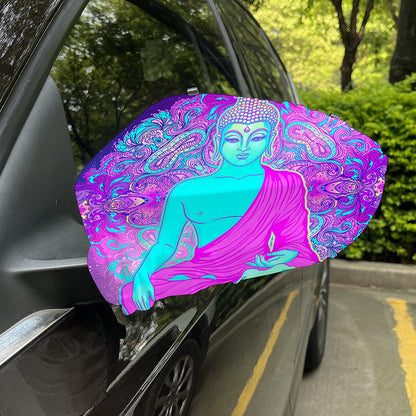 Purple And Teal Buddha Print Car Side Mirror Covers