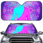 Purple And Teal Buddha Print Car Windshield Sun Shade