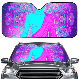 Purple And Teal Buddha Print Car Windshield Sun Shade