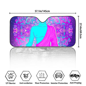 Purple And Teal Buddha Print Car Windshield Sun Shade