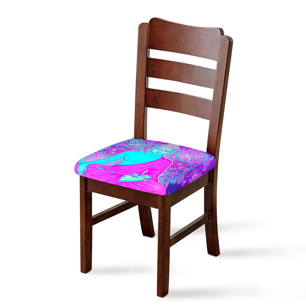 Purple And Teal Buddha Print Chair Cushion Cover