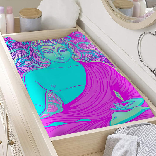 Purple And Teal Buddha Print Changing Pad Cover