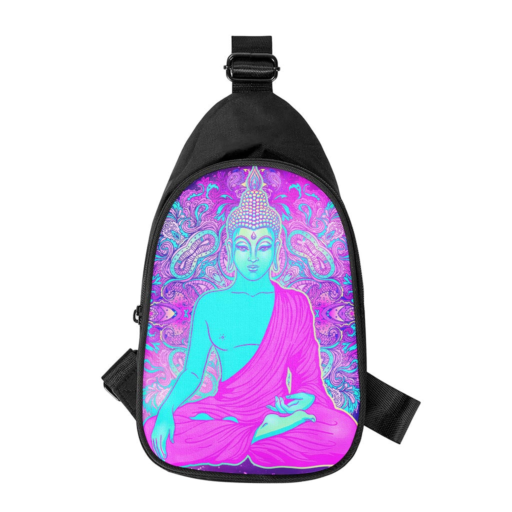 Purple And Teal Buddha Print Chest Bag