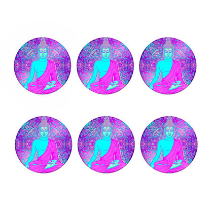 Purple And Teal Buddha Print Coaster Set