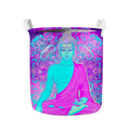 Purple And Teal Buddha Print Collapsible Laundry Basket