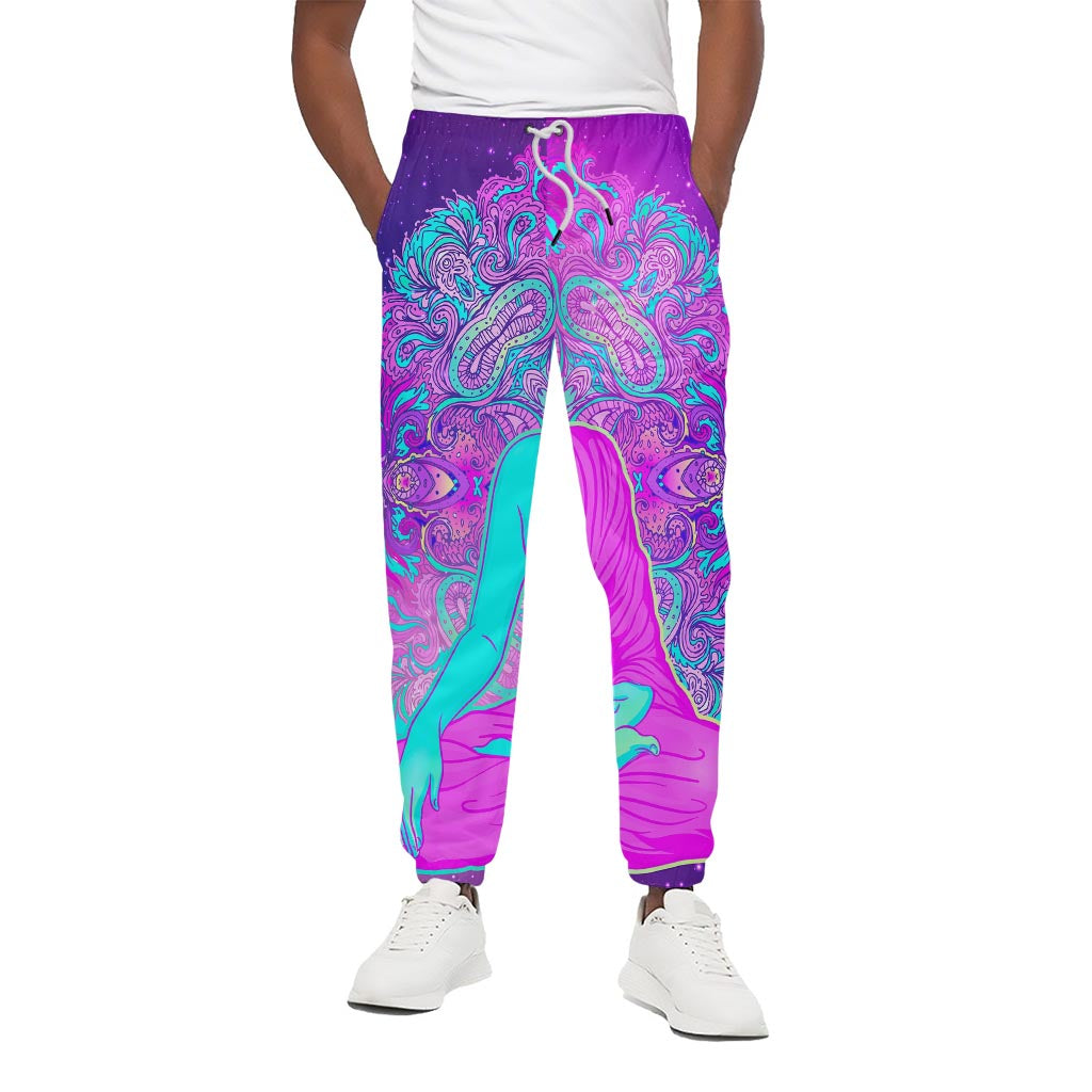 Purple And Teal Buddha Print Cotton Pants