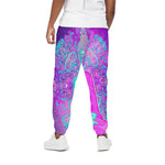 Purple And Teal Buddha Print Cotton Pants