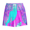 Purple And Teal Buddha Print Cotton Shorts