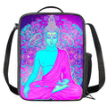 Purple And Teal Buddha Print Crossbody Lunch Bag