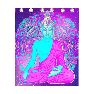 Purple And Teal Buddha Print Curtain