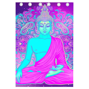 Purple And Teal Buddha Print Curtain