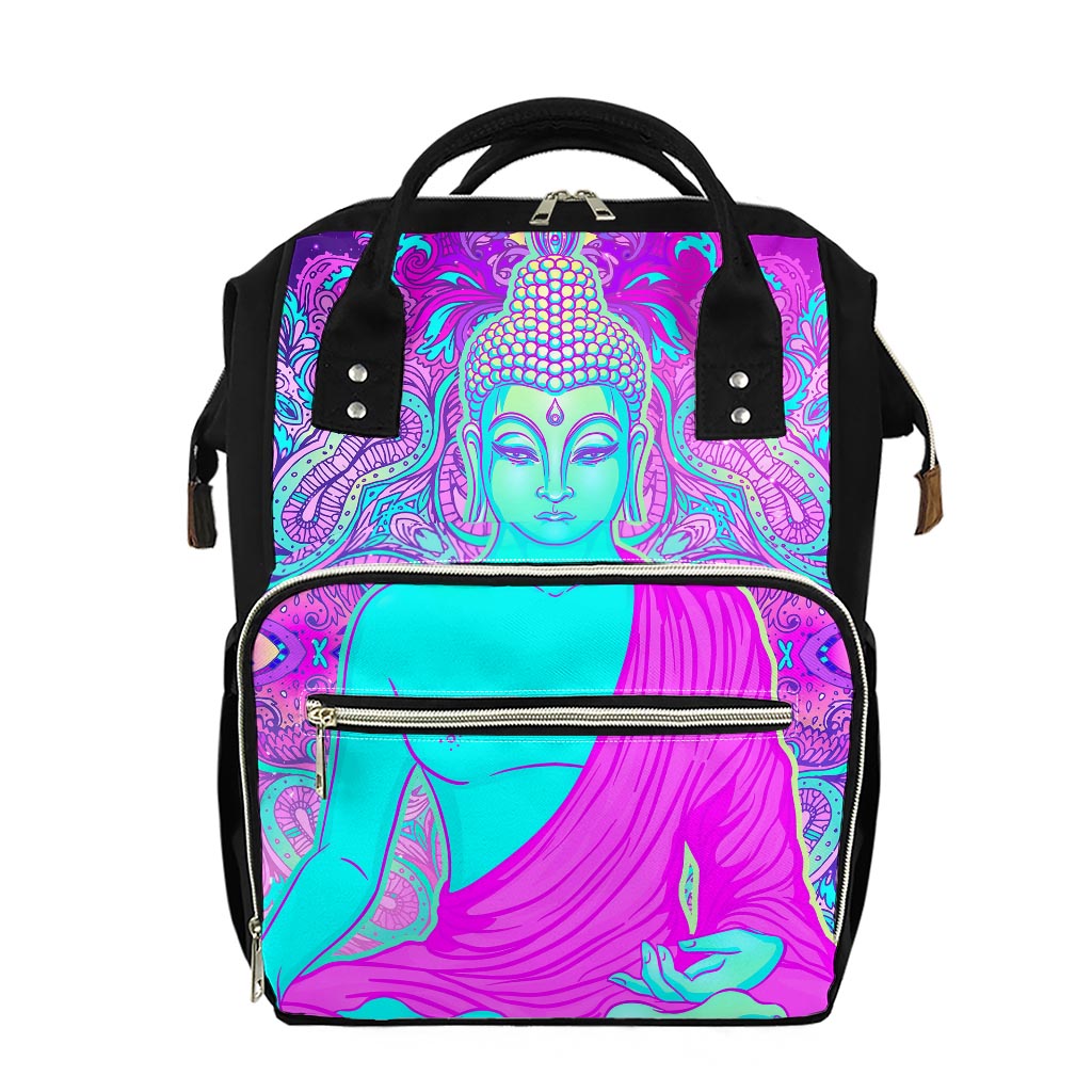 Purple And Teal Buddha Print Diaper Bag