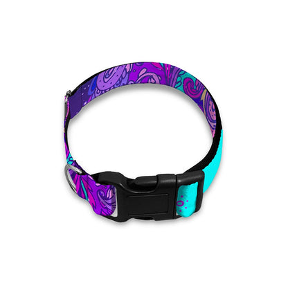 Purple And Teal Buddha Print Dog Collar