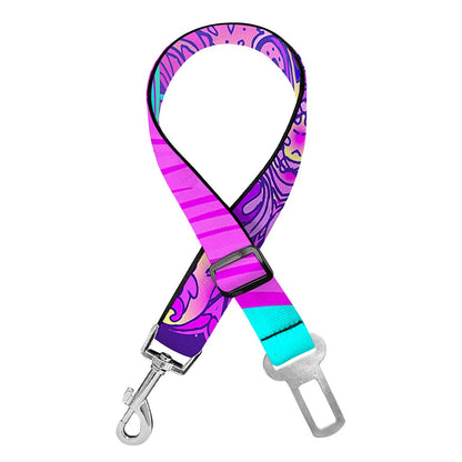 Purple And Teal Buddha Print Dog Seat Belt