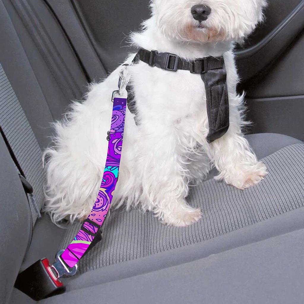 Purple And Teal Buddha Print Dog Seat Belt
