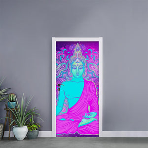 Purple And Teal Buddha Print Door Sticker