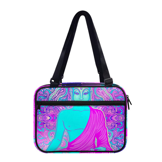 Purple And Teal Buddha Print Double Strap Bible Bag