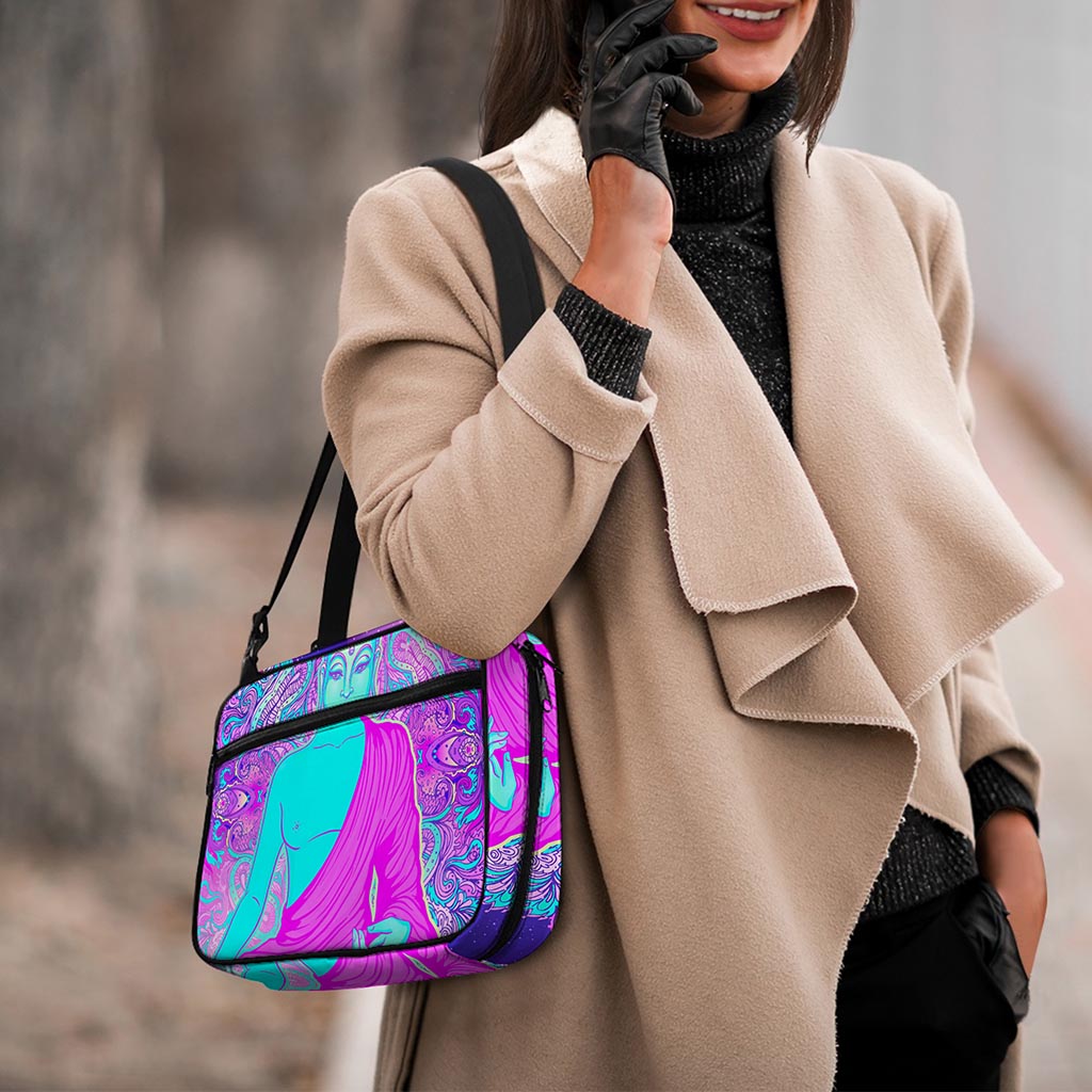 Purple And Teal Buddha Print Double Strap Bible Bag