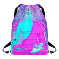 Purple And Teal Buddha Print Drawstring Backpack
