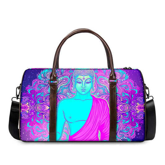 Purple And Teal Buddha Print Duffle Bag