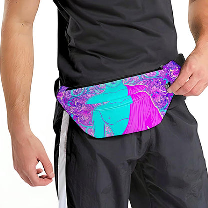 Purple And Teal Buddha Print Fanny Pack