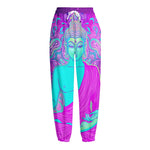 Purple And Teal Buddha Print Fleece Lined Knit Pants