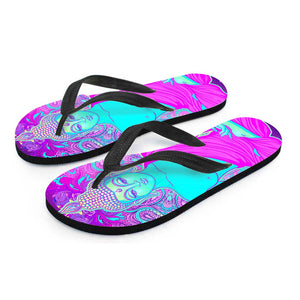 Purple And Teal Buddha Print Flip Flops