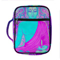 Purple And Teal Buddha Print Front Pocket Bible Bag