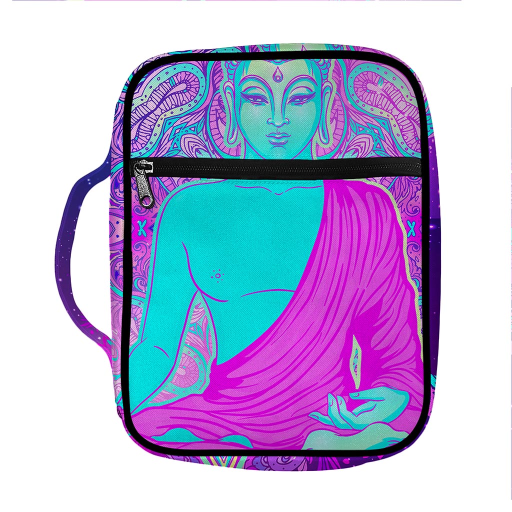 Purple And Teal Buddha Print Front Pocket Bible Bag