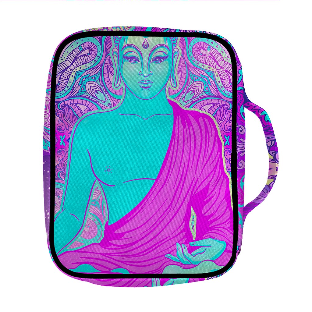 Purple And Teal Buddha Print Front Pocket Bible Bag