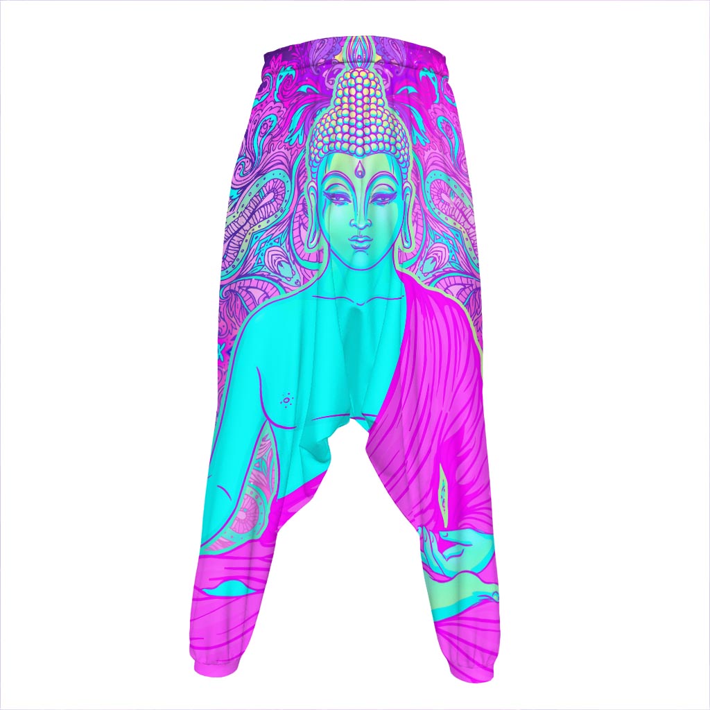 Purple And Teal Buddha Print Hammer Pants