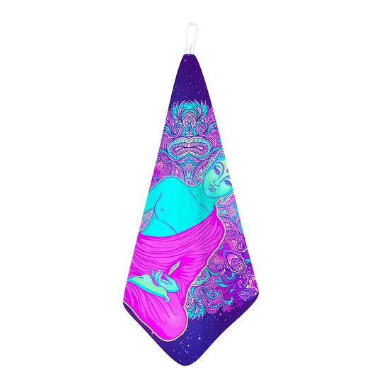 Purple And Teal Buddha Print Hand Towel