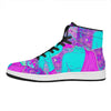 Purple And Teal Buddha Print High Top Leather Sneakers