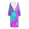 Purple And Teal Buddha Print Hooded Bathrobe