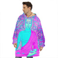 Purple And Teal Buddha Print Hoodie Blanket