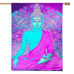 Purple And Teal Buddha Print House Flag