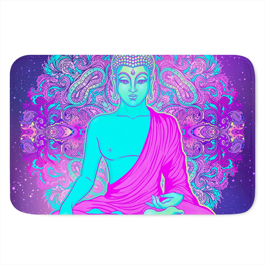 Purple And Teal Buddha Print Indoor Door Mat