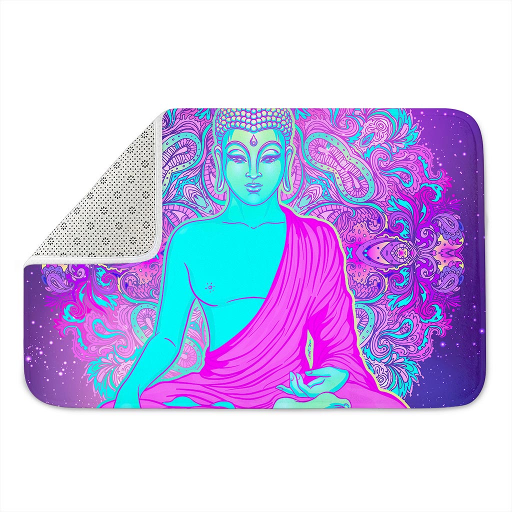 Purple And Teal Buddha Print Indoor Door Mat