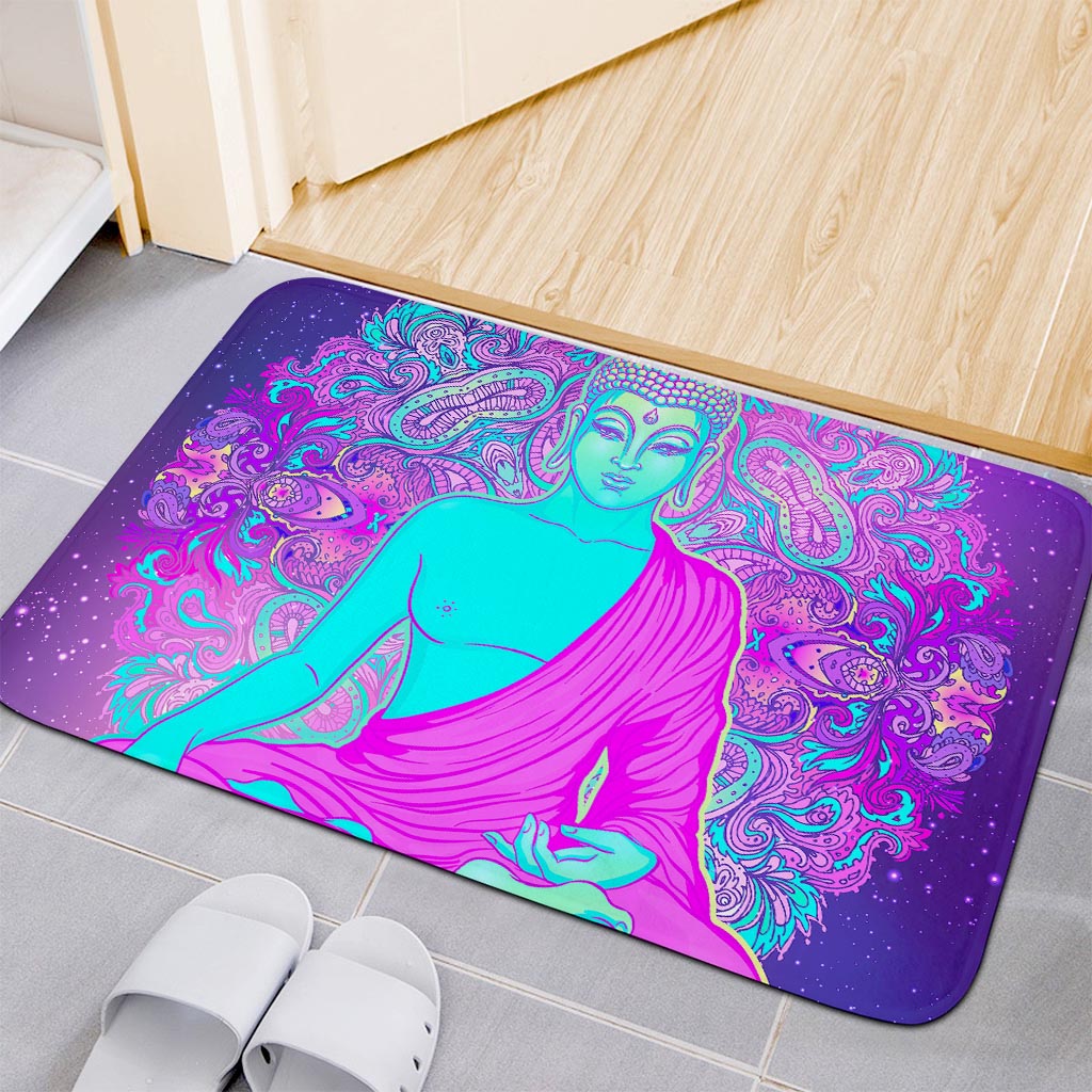 Purple And Teal Buddha Print Indoor Door Mat