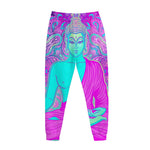 Purple And Teal Buddha Print Jogger Pants