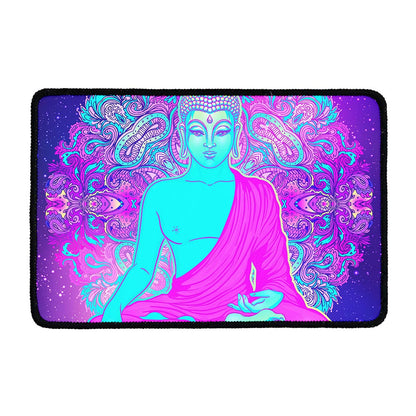 Purple And Teal Buddha Print Kitchen Mat