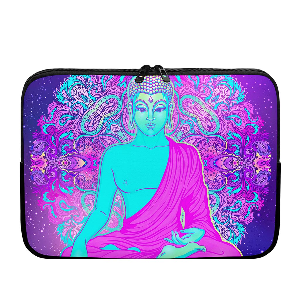 Purple And Teal Buddha Print Laptop Sleeve