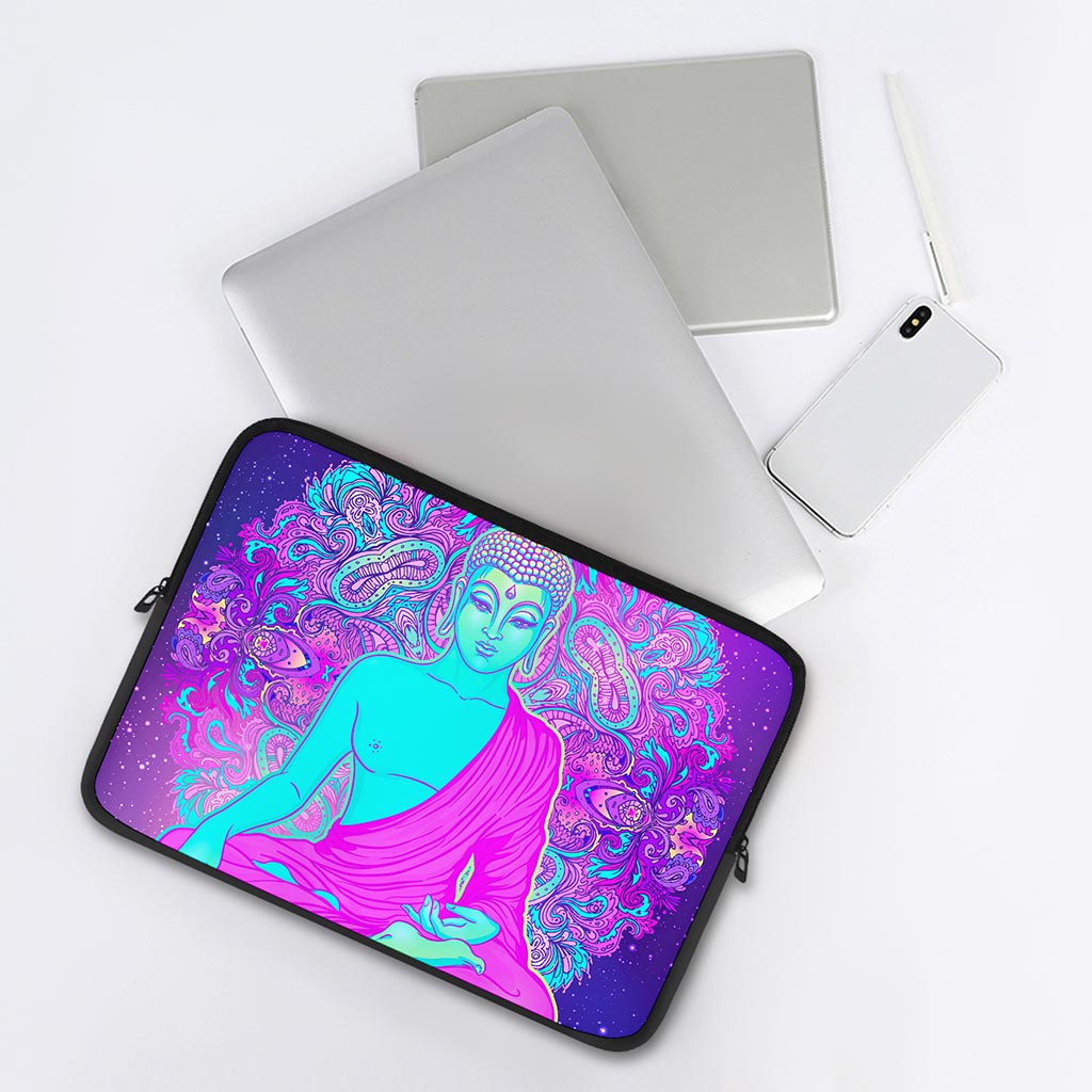 Purple And Teal Buddha Print Laptop Sleeve