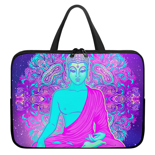 Purple And Teal Buddha Print Laptop Sleeve With Handle