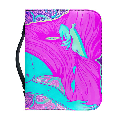 Purple And Teal Buddha Print Leather Bible Cover