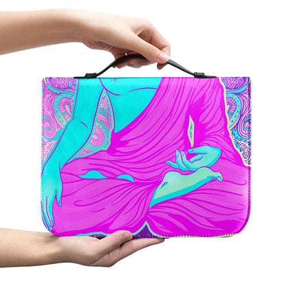 Purple And Teal Buddha Print Leather Bible Cover